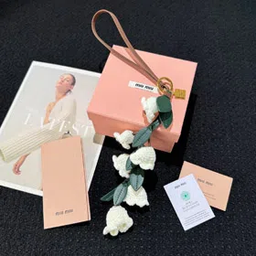 MIUMIU leather lily of the valley bag hanging lanyard pendant-3667  